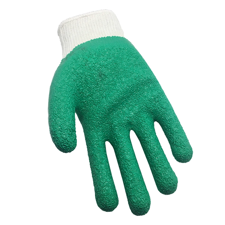 China 10g Cotton Latex Crinkle Safety Working Rubber Labour Protective Industrial Hand Gloves CE