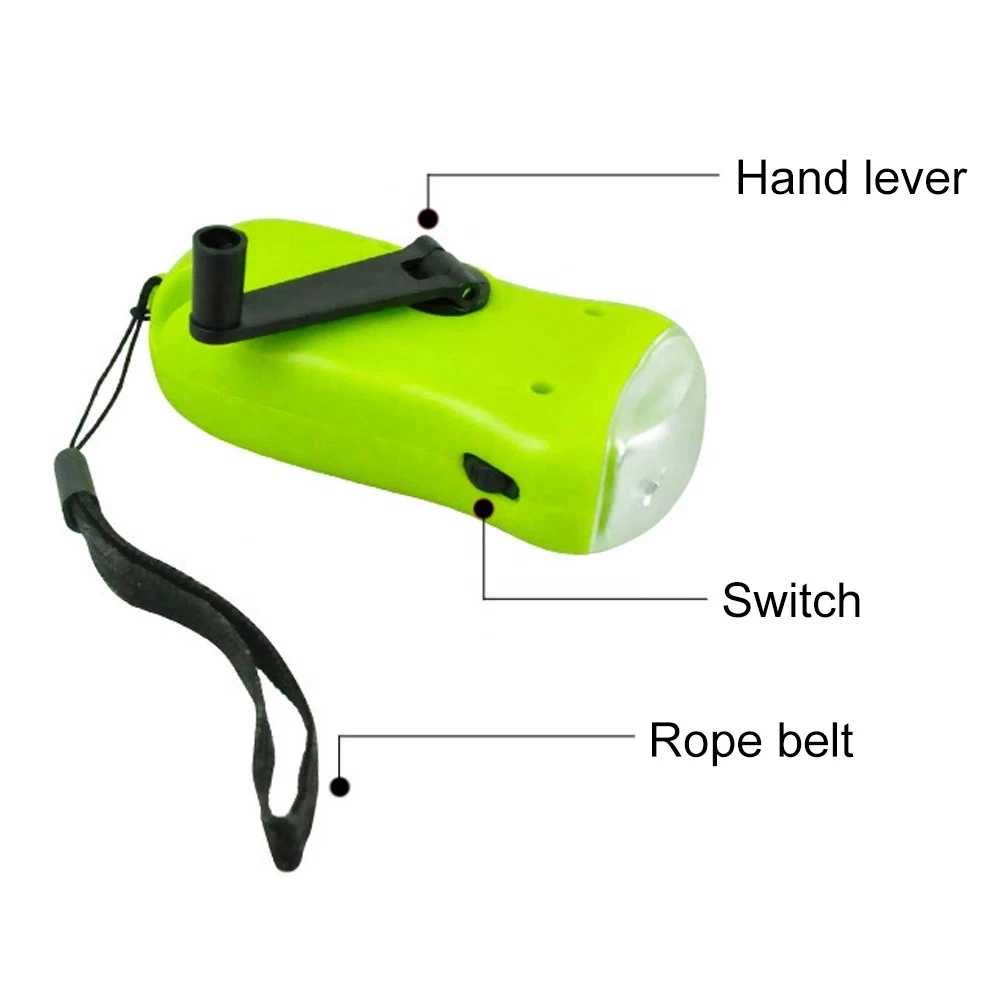 Hand Crank Dynamo LED Solar Powered Flashlight