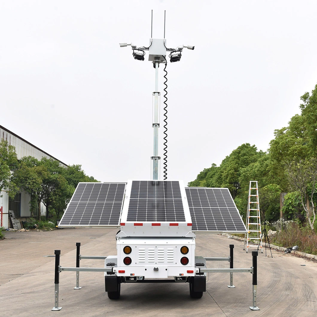 Portable Mobile Solar Security Trailer with LED Lamp and CCTV Camera