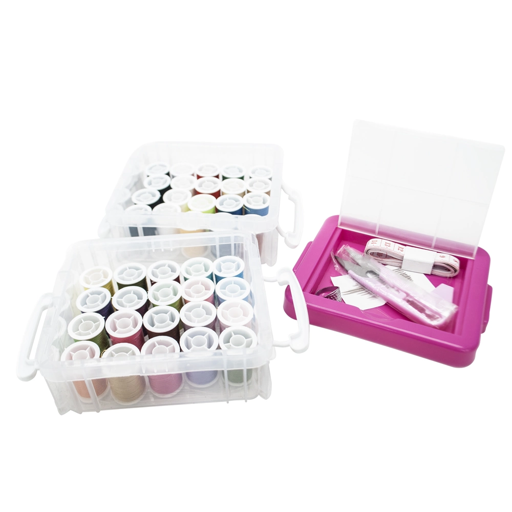 Kit de costura, Caixa de plástico mini-kits de costura para adultos, crianças, viajante, principiante, Emergência, Reparo de familiares, suprimentos de costura com 40 Rosca de cor