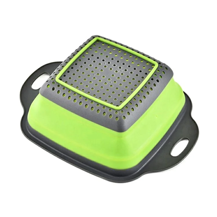 Los tamices de cocina ecológica Heat-Resistant plegado compacta carrito plegable Colanders de silicona con asas