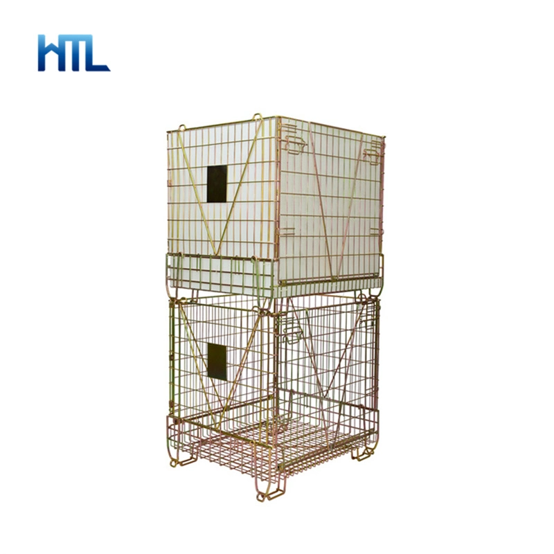 Customized Welded Logistic Industrial Collapsible Stackable Portable Steel Pet Preform Wire Storage Container for Plastic Bottles