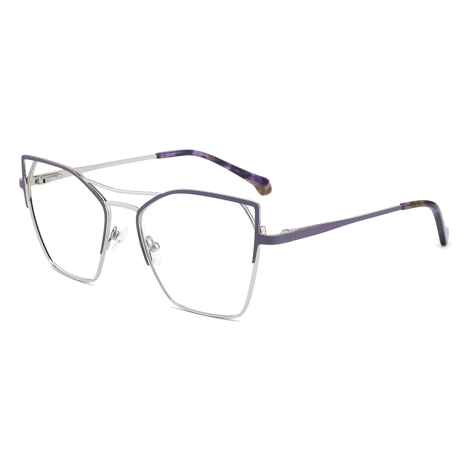 CAT Eye Designer Style Double Bridge Metal Brillen für Damen Zweifarbige Einzigartige Vollrand-Optical Frames