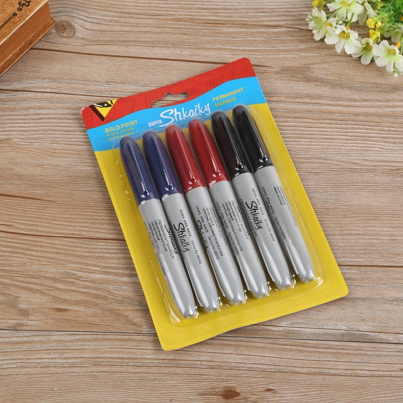 6PC Permanent Marker Pen Set School Office Supply