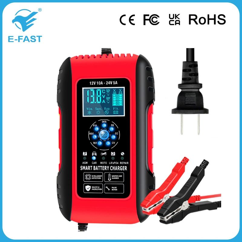 Portable E-Fast Car Battery Charger Automatic 12V10A 24V5a LiFePO4 Battery Charger