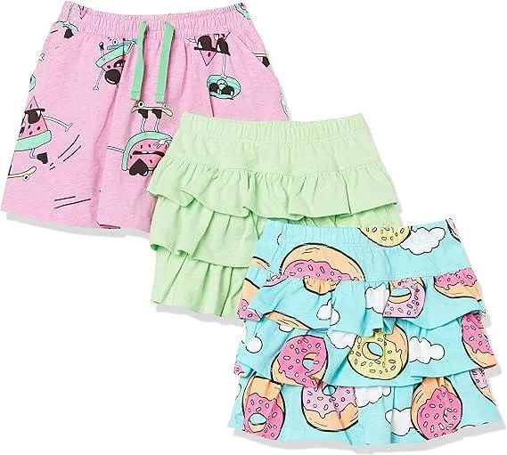 Essentials Girls and Toddlers' Knit Ruffle Scooter Skirts (Previously Spotted Zebra) , Multipacks