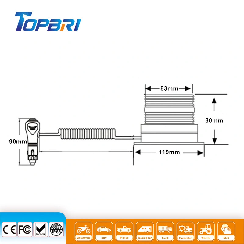 Green Strobe Warning Beacon 12V LED Rotated Flash Light for Trailer