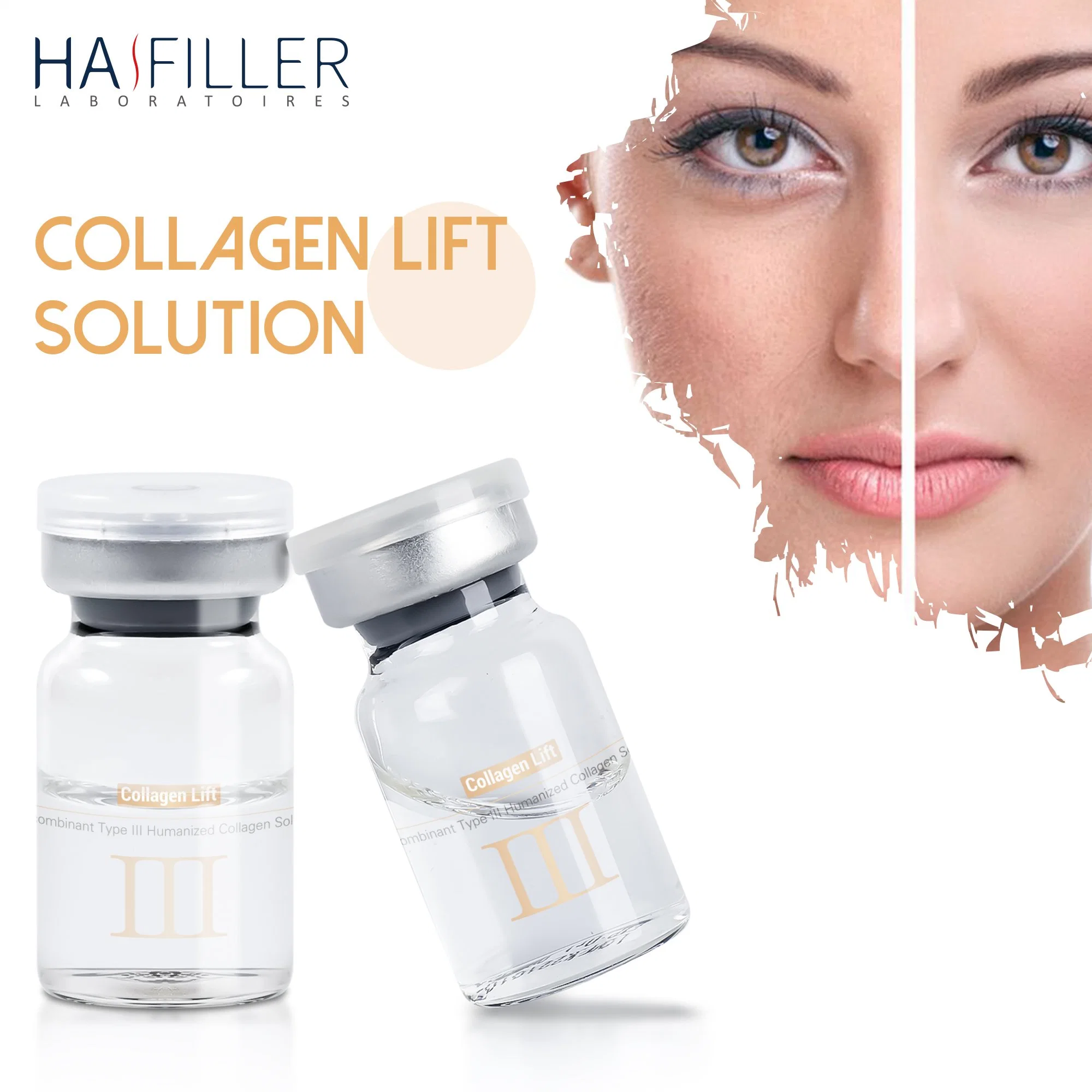 CE ISO معتمد 15 مل منتجات التجميل المضادة للشيخوخة حمض الهيالورونيك الحقن Collagen Skin Skin Booster Mesetherapy Solution