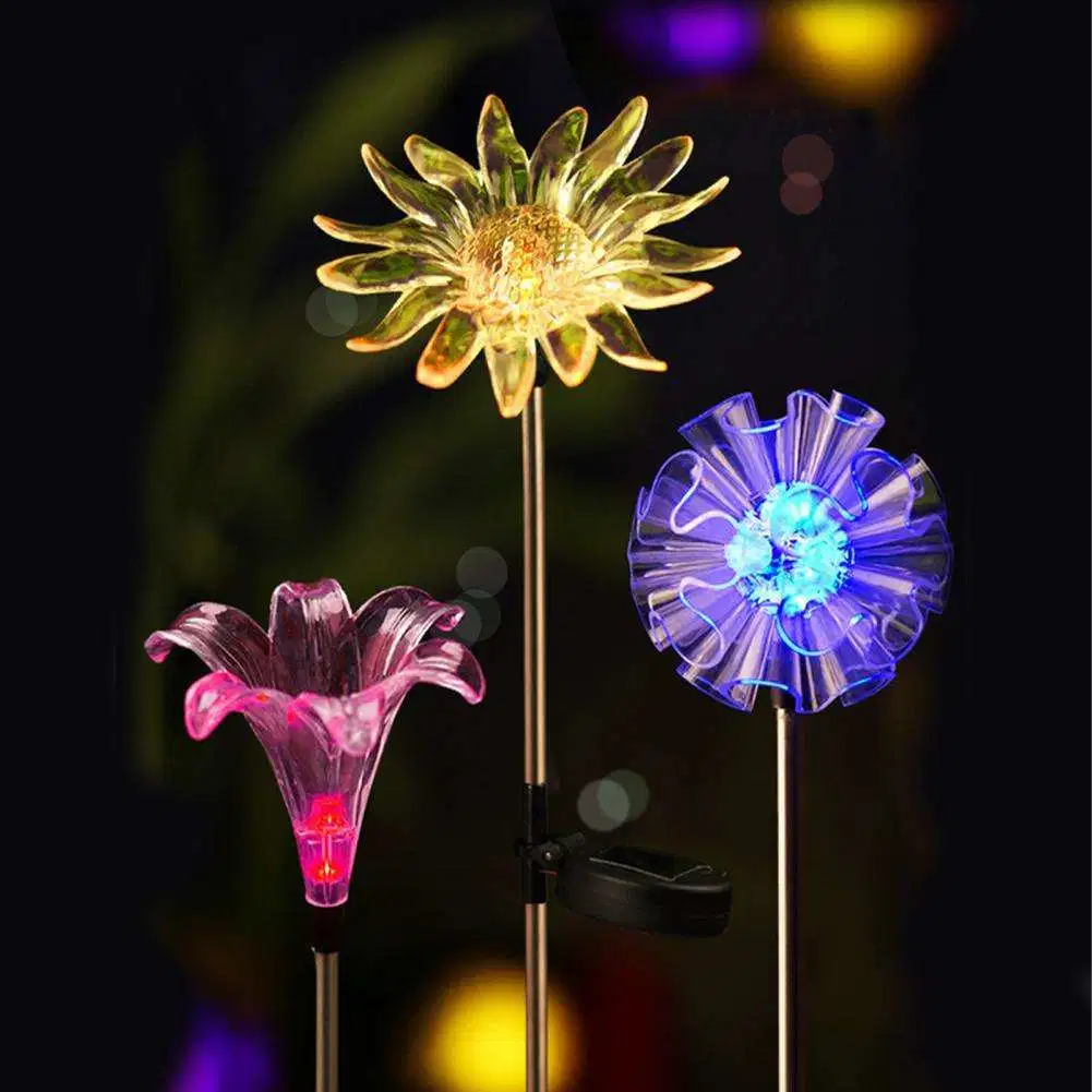 Solar Underground Light Frost Resistance Flower Shape Plastic Decorative LED Light Outdoor Lighting