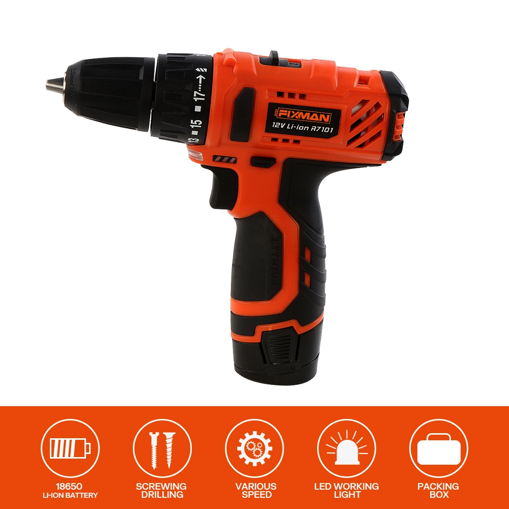 CE Approved 12V Cordless Power Drill Electric Tool Power Tool with Upgraded Li-ion Battery 1300mA