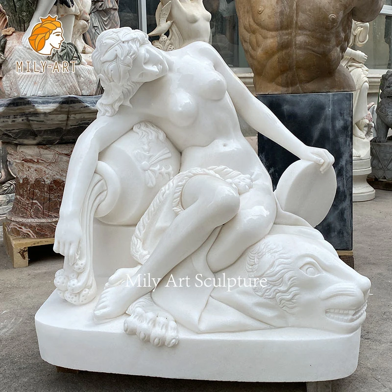 Sexy White Marble Nude Women Statue Lying Lady Sculpture