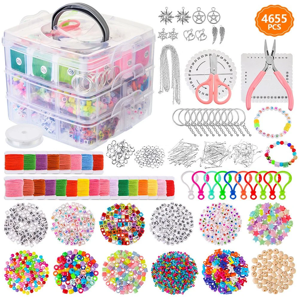 4655 PCS Colar Pulseira Brincos Material Contas de Arroz DIY Acessórios de Pingente