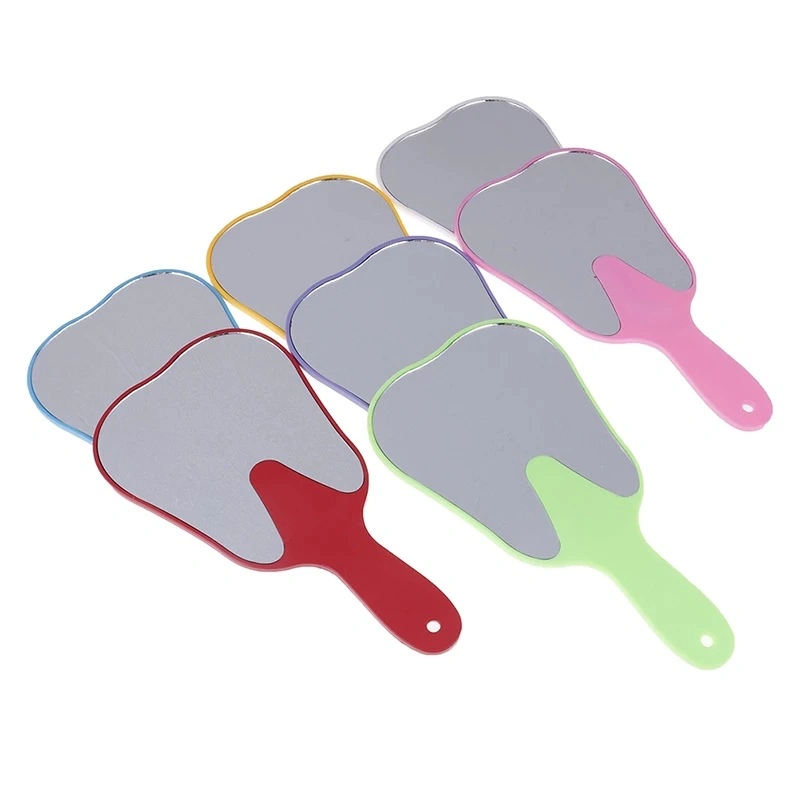 Colorful Dental Glass Mirror Disposable Teeth Shape Mirror