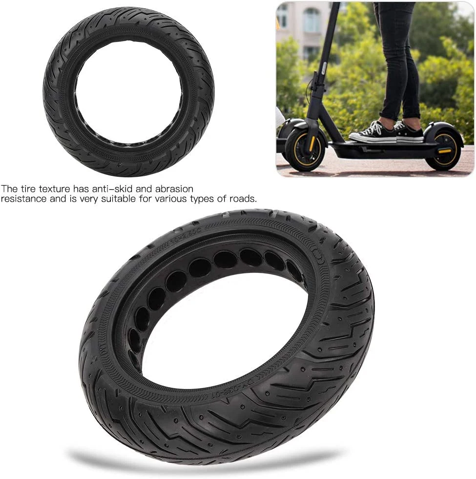 Electric Scooter Tyre Solid Tire, 10X2.50c Anti Explosion Rubber Tire Scooter Tire Wheel Front/Rear Tire Replacement for Ninebot Max