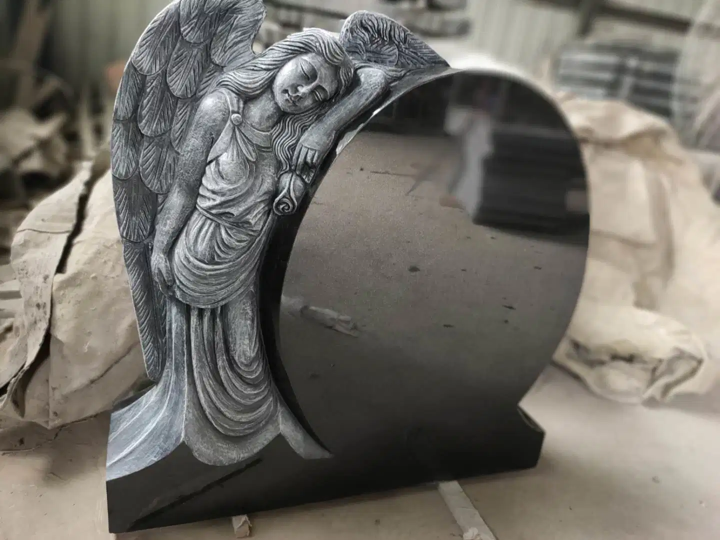 Angel Wings pierre tombale de granit naturel objet tombstone American Style