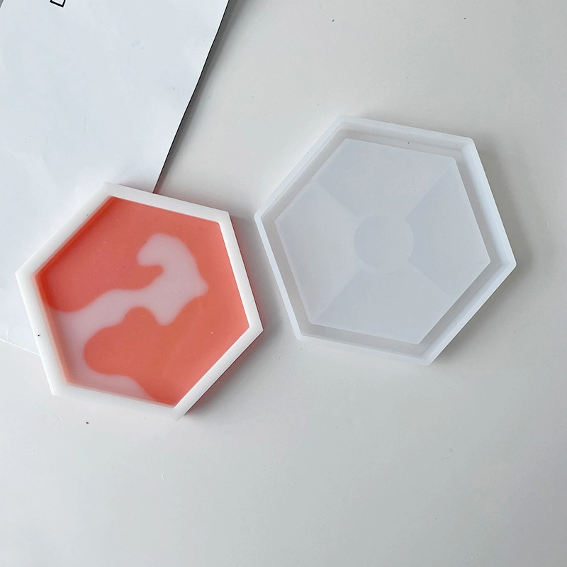 Moldes de Silicone para Descansos de Copos de Resina de Epoxy com Gotejamento Redondo, Hexagonal e Oval para DIY e Artesanato.