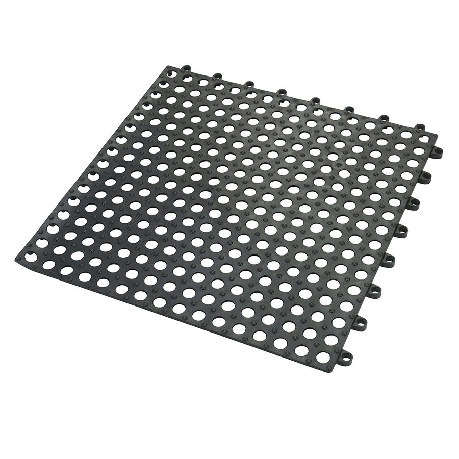 Interlocking Soft PVC Floor Tiles, No-Slip Pool Shower Bathroom Kitchen Mat with Drain Hole 11.75'' X 11.75'' Decking Tiles Outdoor and Indoor