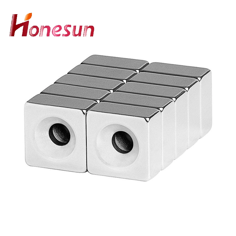 Black Epoxy Neodymium Magnet Block with Countersunk Screw Hole