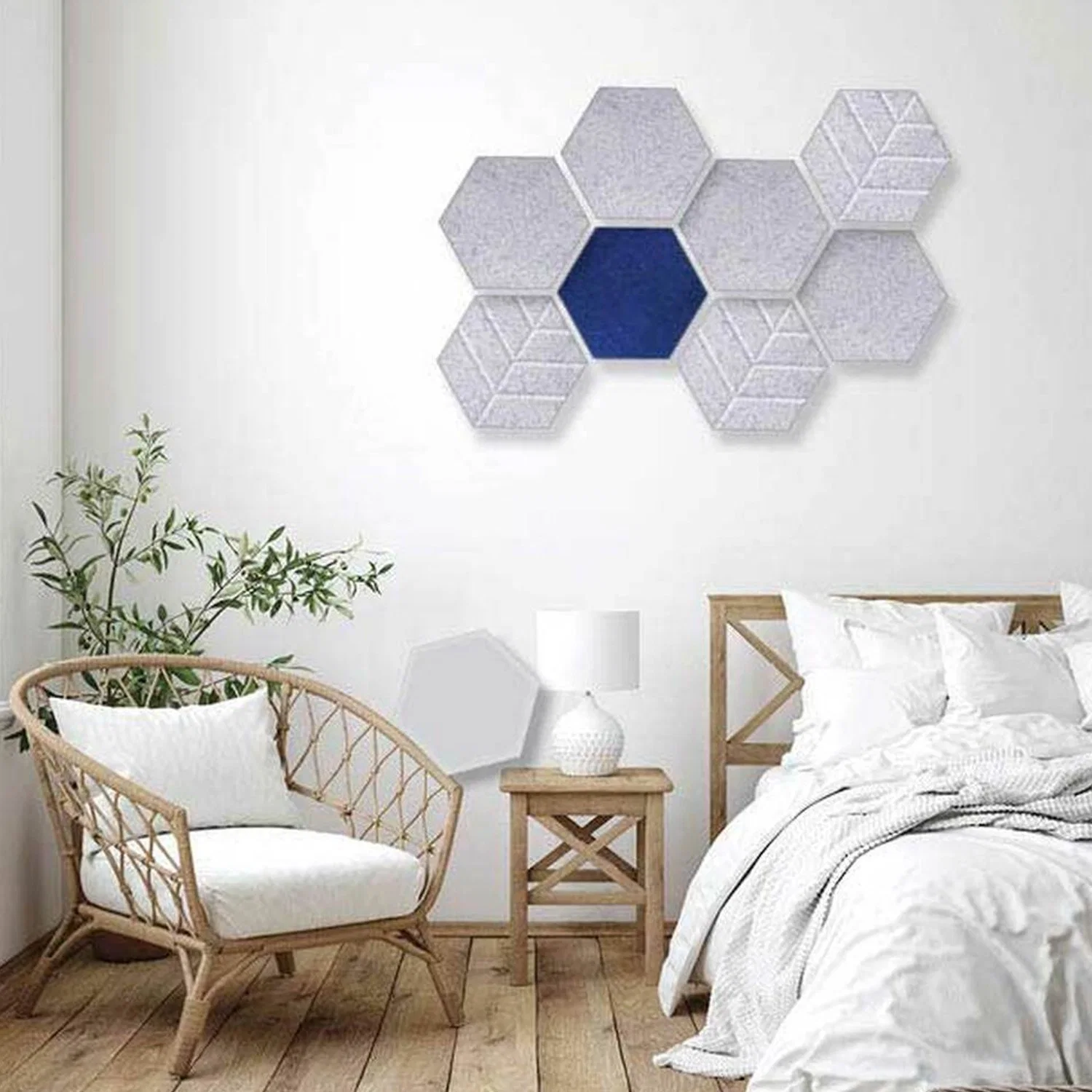 Painel de bordo absorvedor acústico Art 3D sentir na parede insonorizada hexágono decorativos Painéis acústicos de fibra de poliéster Pet para o Office