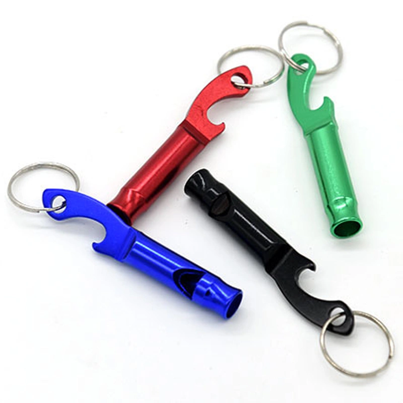 Logo Laser Mini Pocket Aluminum Keychain Keyring Whistle Portable Beer Bottle Can Opener Promotion Gift Custom Logo