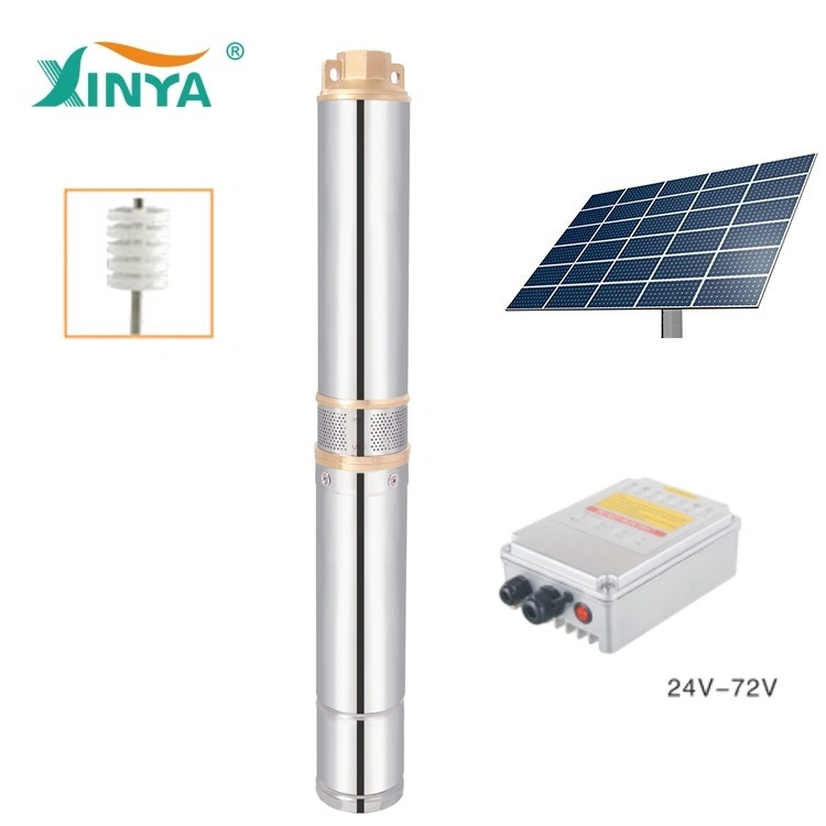 Xinya 4 pulgadas de 10m3/H 750W 1DC sin escobillas sumergible HP motor impulsor de acero inoxidable 304 Sistema de bomba de agua solar Solarsystem