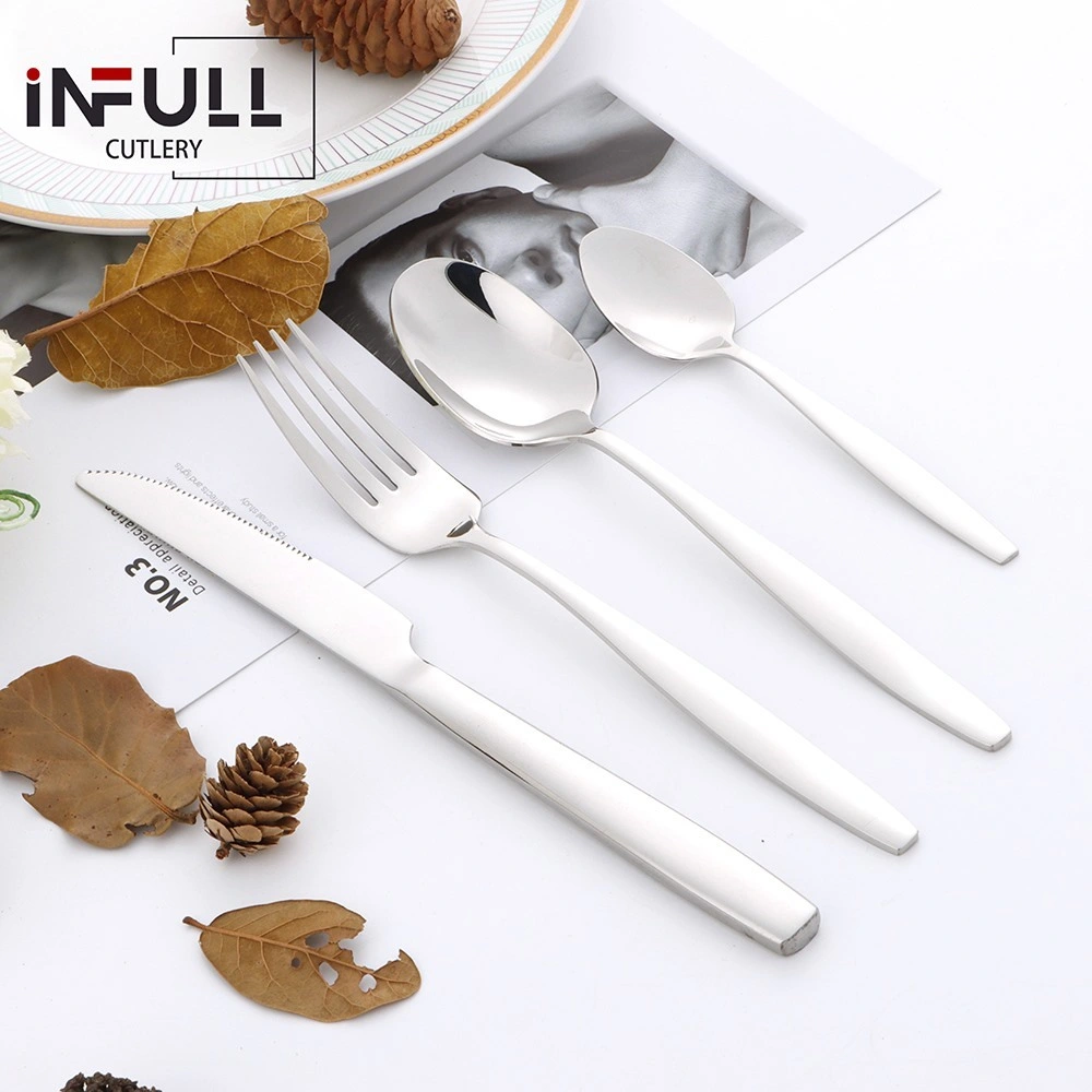 Silver Stainless Steel Flatware Set for Home Kitchen Cafe