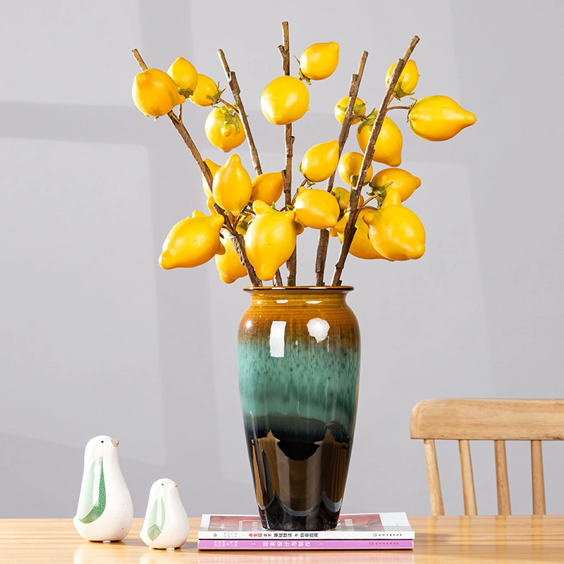 Ornamental Plastic Fruit Gold Berry Arrangement Single Stem Solanum Mammosum Yellow Gold Berry Fruit for Decoration Arrangement