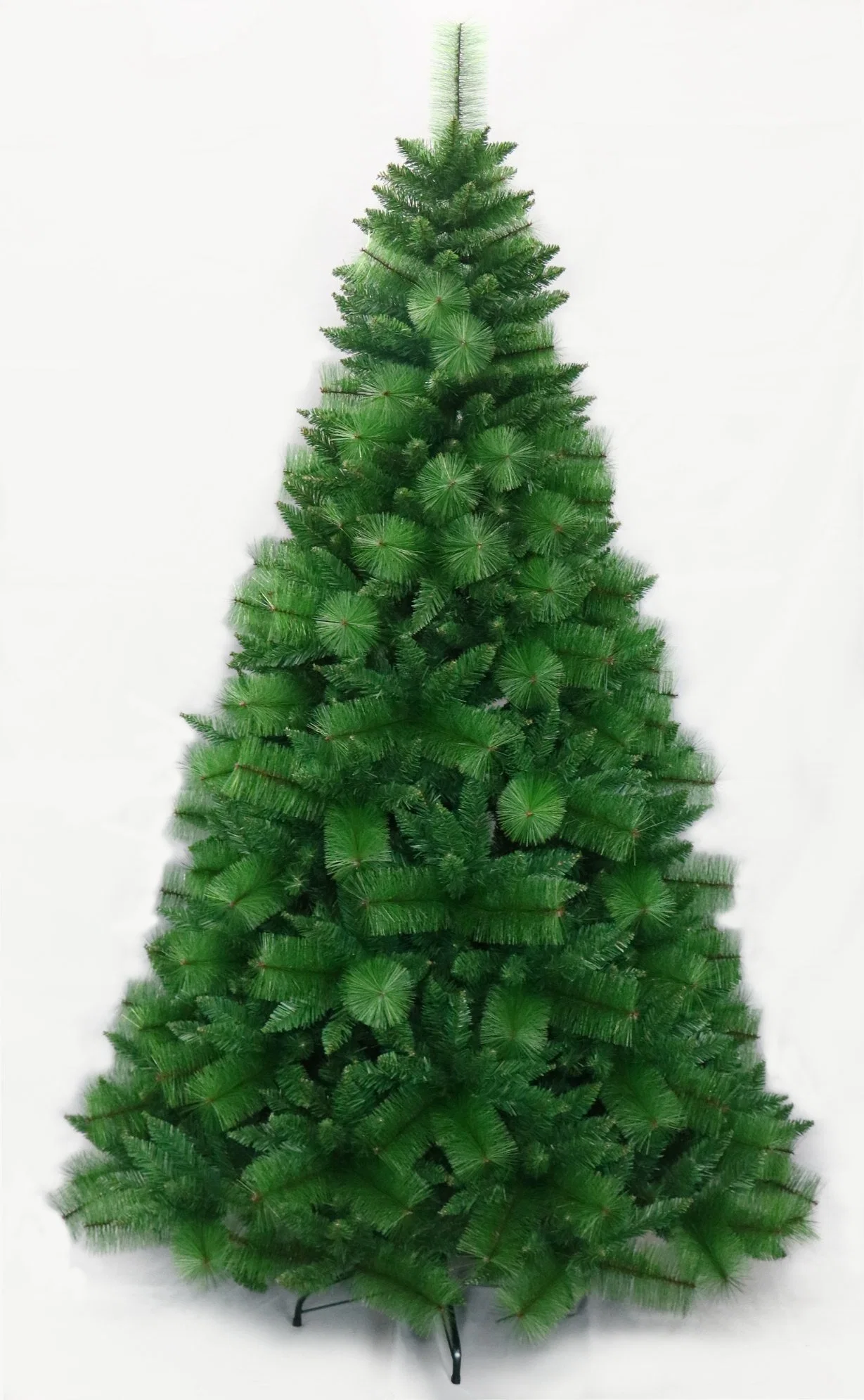 Árbol de Navidad artificial denso de alta calidad de 210 cm de color verde con piñas.