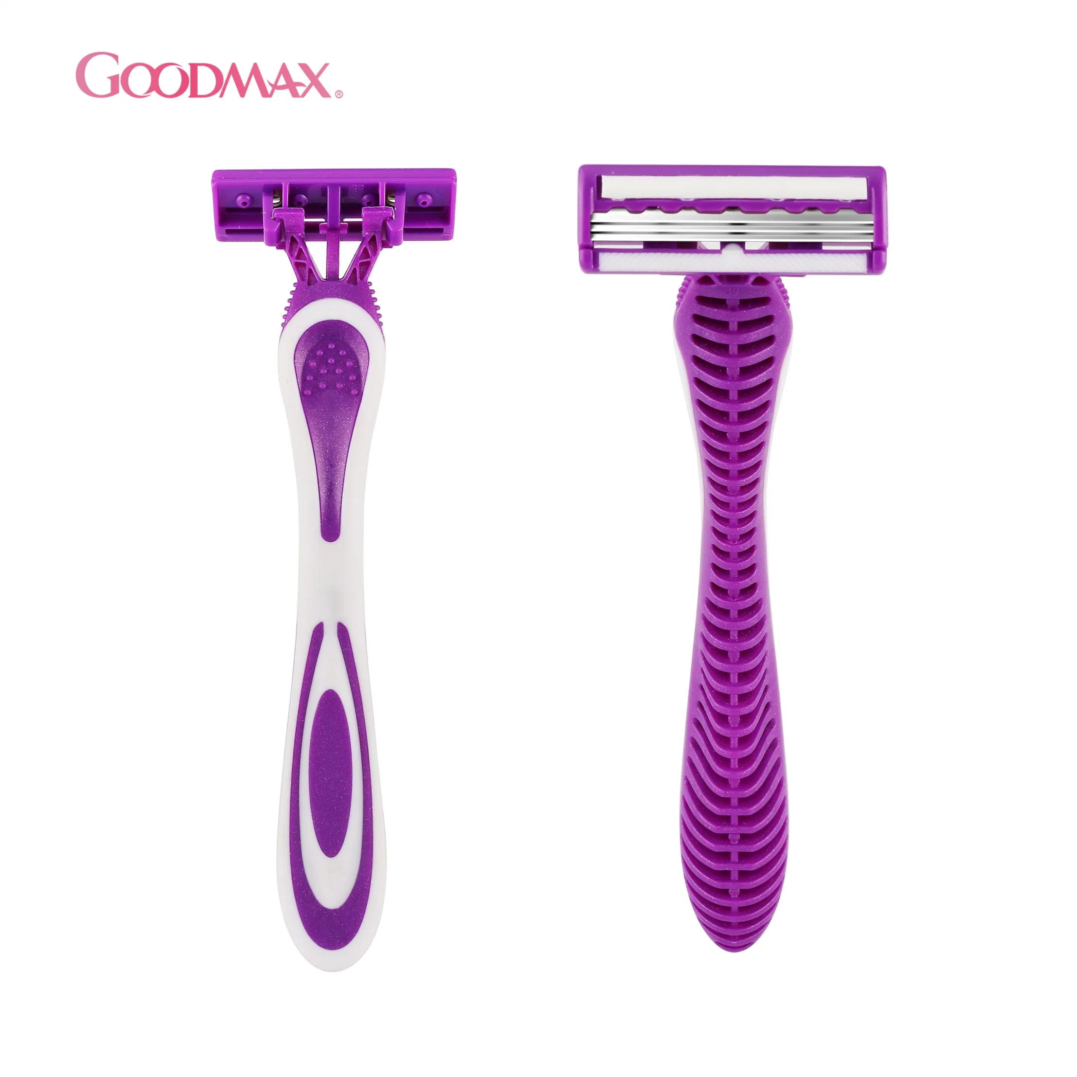 High quality/High cost performance  Triple Blade Disposable Razor Plastics and Rubber Handle