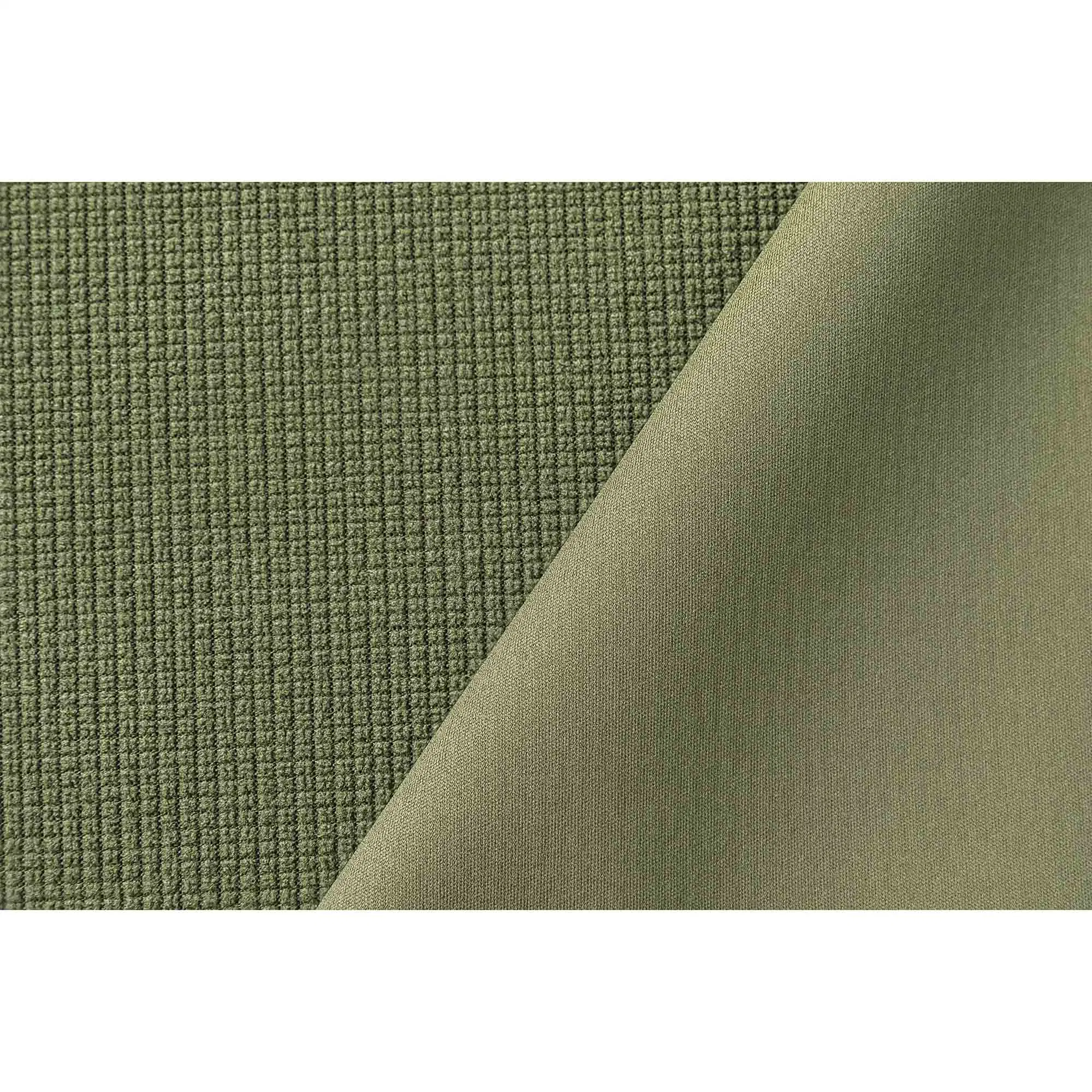 75D/100d tela elástica de caparazón blando de TPU con felpa Jacquard de la servidumbre de tejido, W/P: 8000mm, MVP: 800 mm, laminado de tres capas de tela. Pegado de caparazón blando tejido.