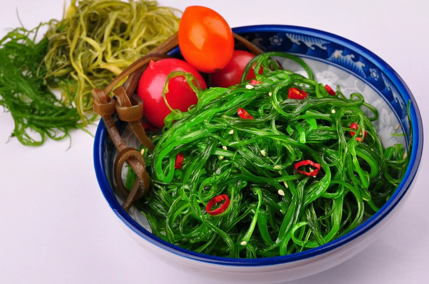 Salada de algas temperada congelada, azedo e doce