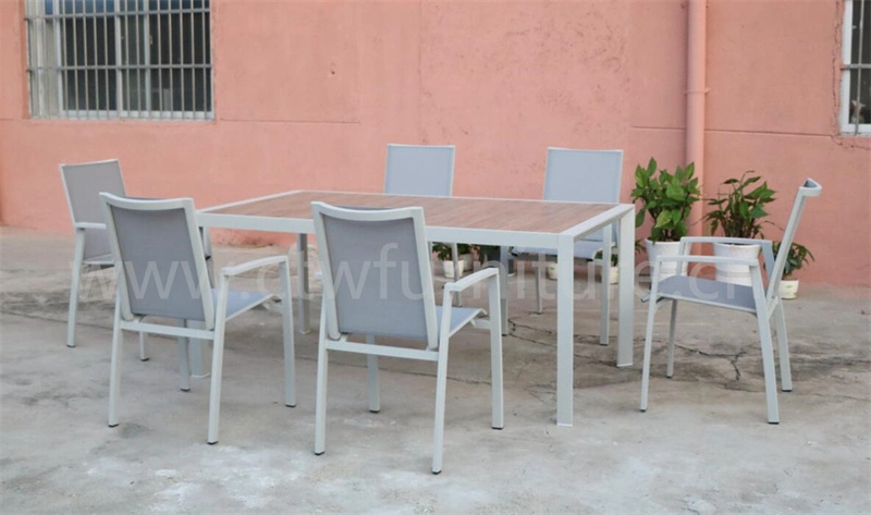 Original Factory Foshan Metal Ceramic Table Aluminum Outdoor Dining Mesh Fabric Chair