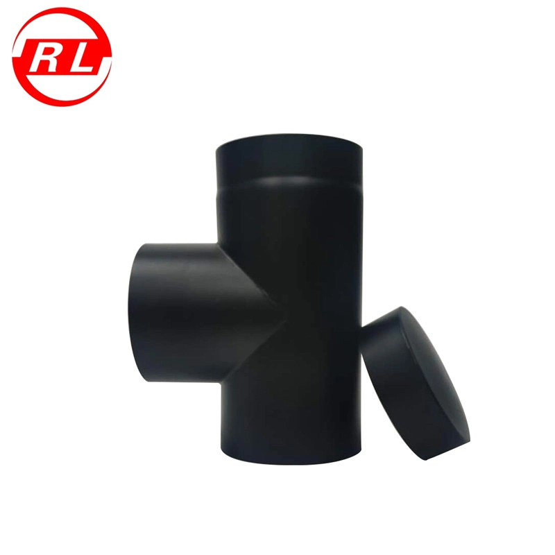 Black Single Wall Stainless Steel Tee Chimney Pipe