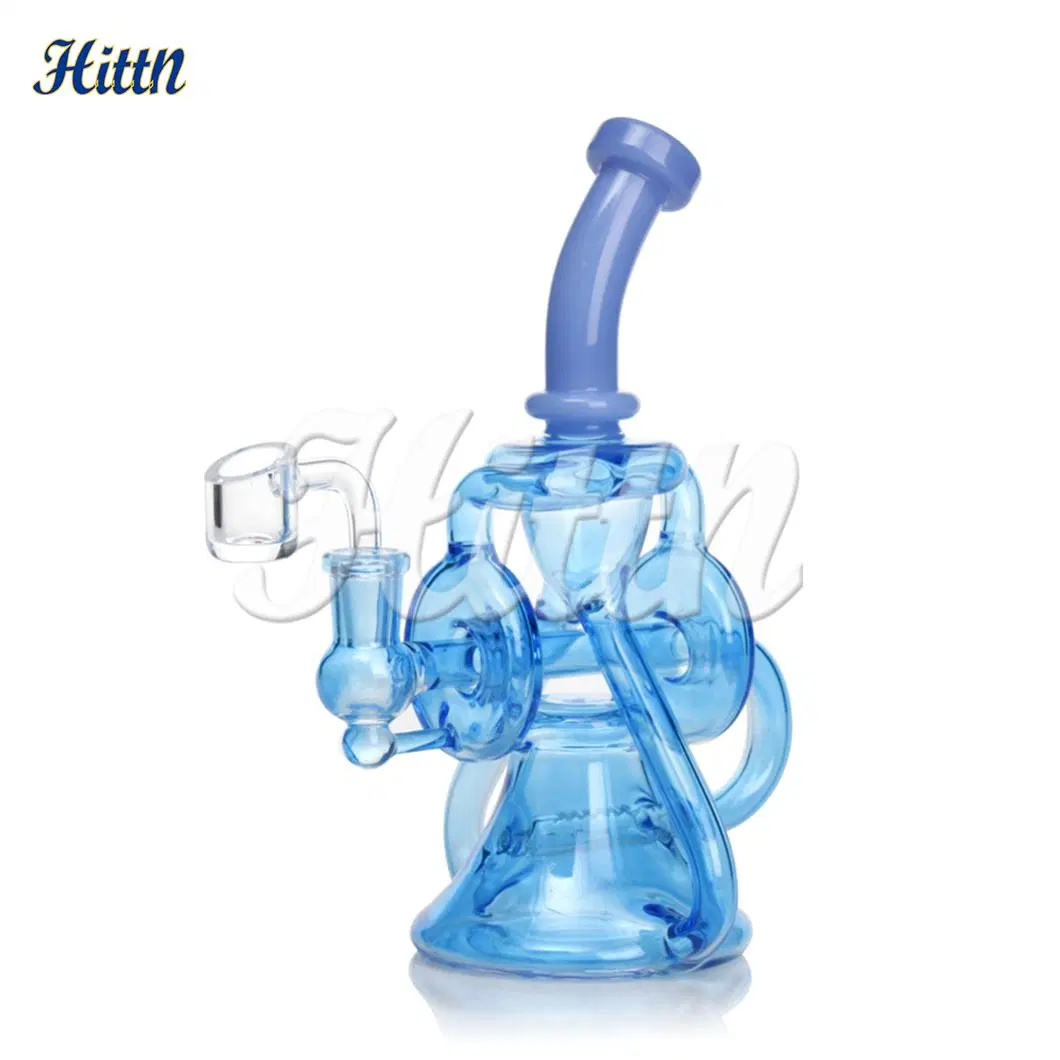 Wholesaler 8.7 Inches One Hitter Oil DAB Rig Recycler Shisha Hookah Tobacco Glass Recycling Water Pipes