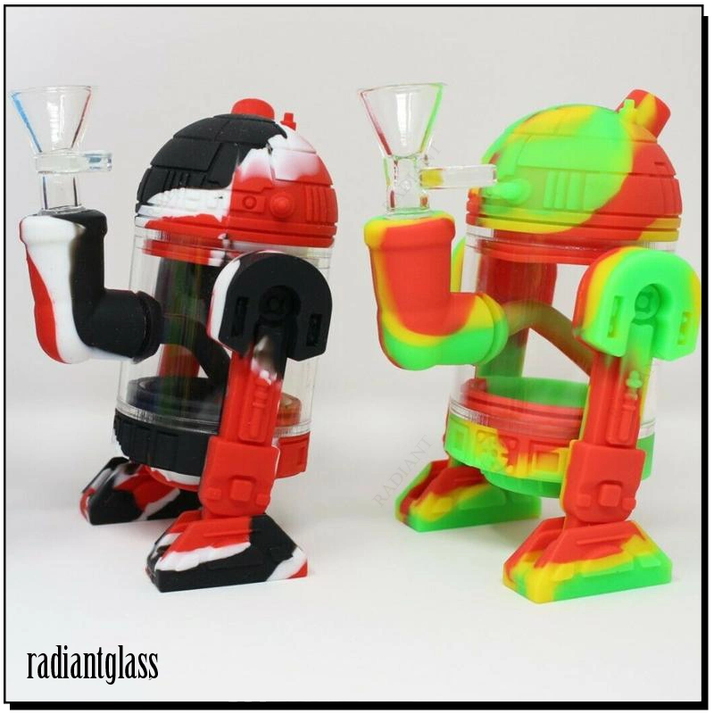 Novel de forma de robô tubo de água para fumadores DAB Rig em silicone