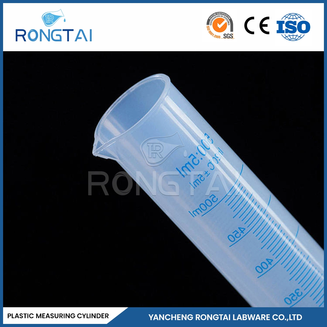 Rongtai Kunststoff-Labor-Behälter Lieferanten PP Kunststoff PP Lab Measuring Zylinder China 100ml 250ml 500ml 50 ml Kunststoff Messzylinder