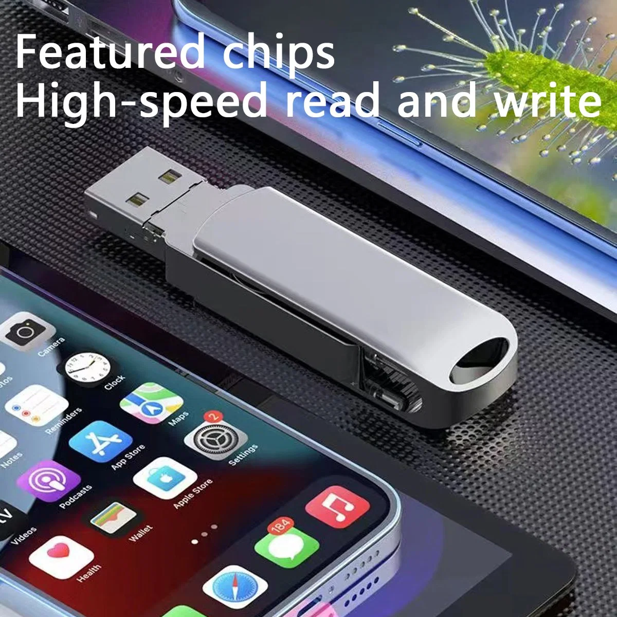 Hot Selling 4 in 1  USB Flash Drive 32GB 64GB 128GB 256GB Flash Drive USB 2.0 Micro Metal Data Storage USB Thumb Drive