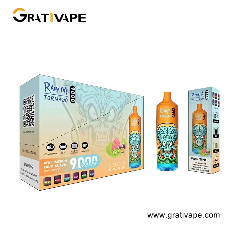 Shenzhen fábrica desechable VAPE 9000 Puffs Tornado Tipo C recargable Electrónica Cigarrillo