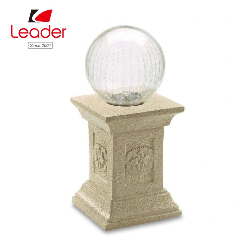 Crackled Glass Solar Gazing Ball Beige - Smart Solar