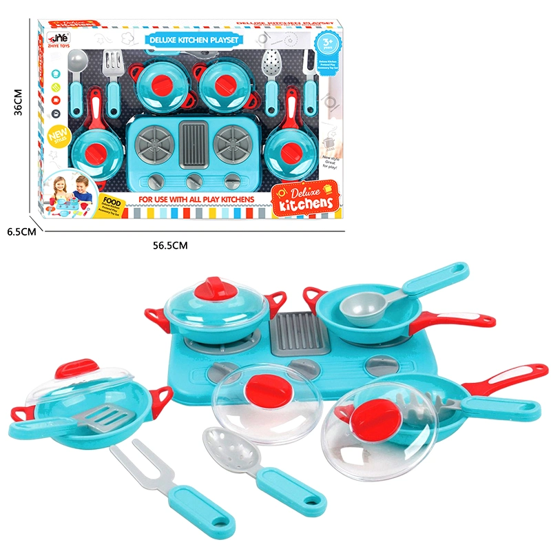 Kindergarten Kids Role Play Game Simulated Kitchen Utensils Kitchenware Tableware Pots Gas Stove Plastic Cooking Toys for Girls