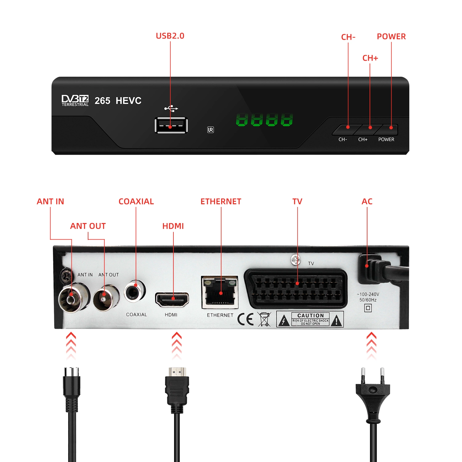 Junuo Shenzhen Manufacture OEM Mstar H. 265 Full HD Free to Air DVB-T Compatible Finland TV Box DVB T2