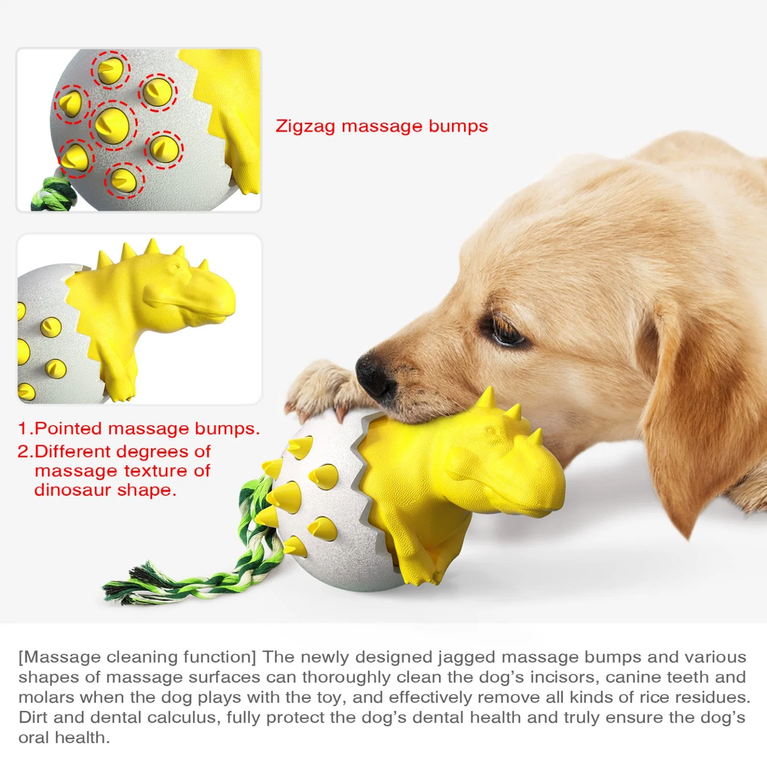 Dinosaur Egg Shaped Dog Chew Toys Rope Molar Clean Teeth Pet Toy