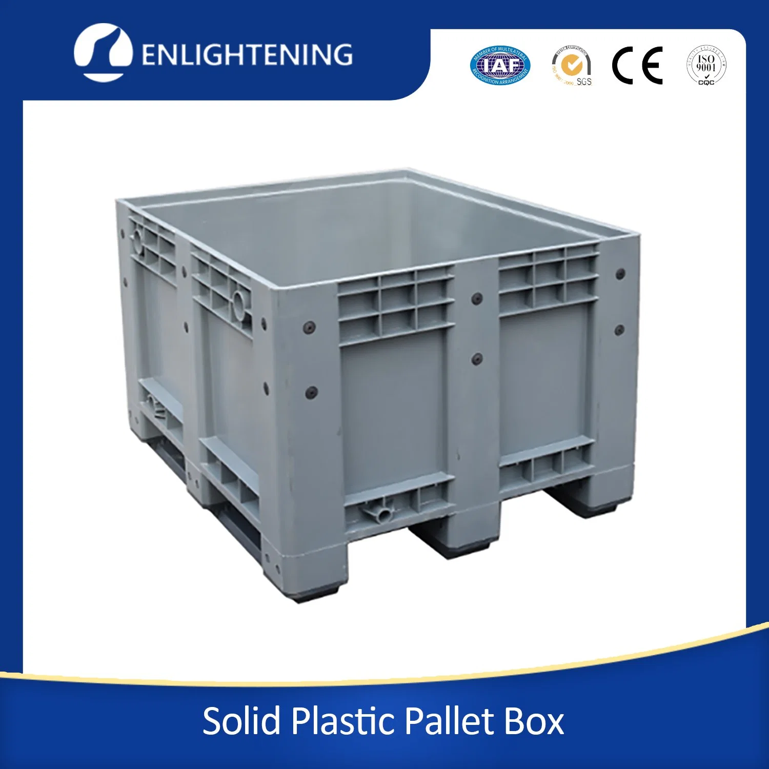 Equipamento de armazenamento de carga de caixa de paletes de plástico sólido de alta qualidade