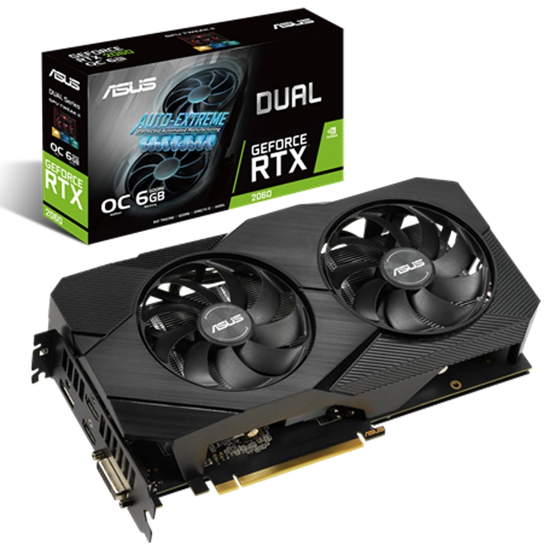 Nvidia Asus Geforce Rtx 2060 Overclocked 6g Gddr6 Dual-Fan Evo 32mh 135W Graphic Card for GPU Gpui Rigs GPU Coin Wholesale Price