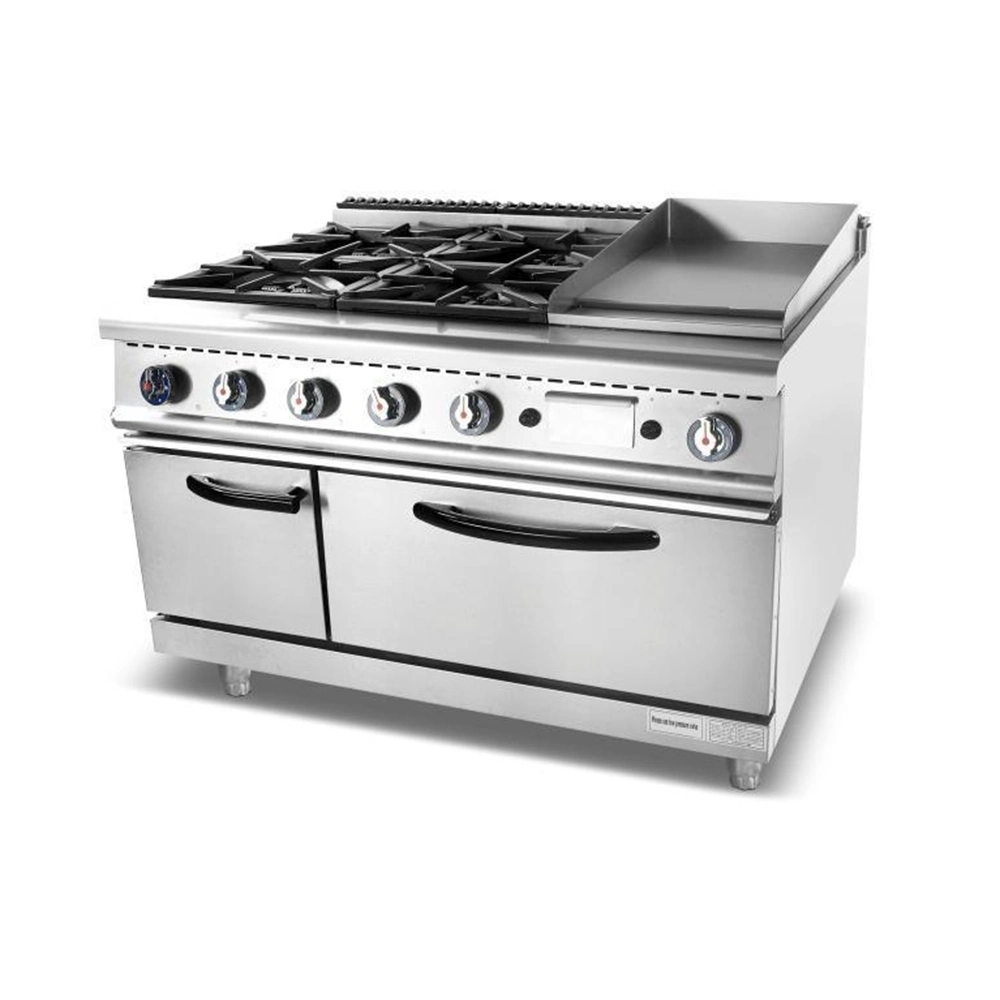 High Quality Hot Sale Gas 6 Burner Range with Cabinet Commercial Use