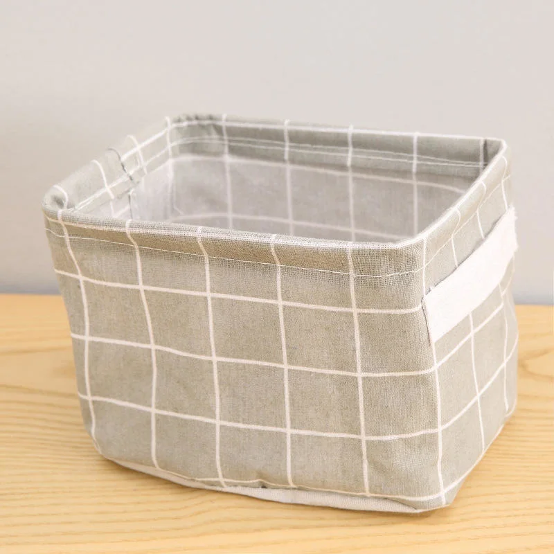 Boîtes de rangement en tissu sans couvercle pour jouets de cuisine à domicile, aliments, fruits, étuis, organisateur de fournitures de bureau sur le bureau.