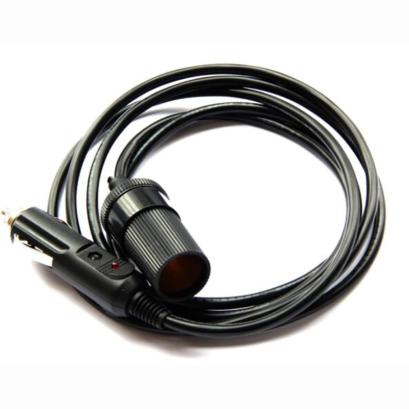 DC 5.5*2.1 PVC spiral Coiled Cable with Cigaretter Lighter Charger. 3.0Meter