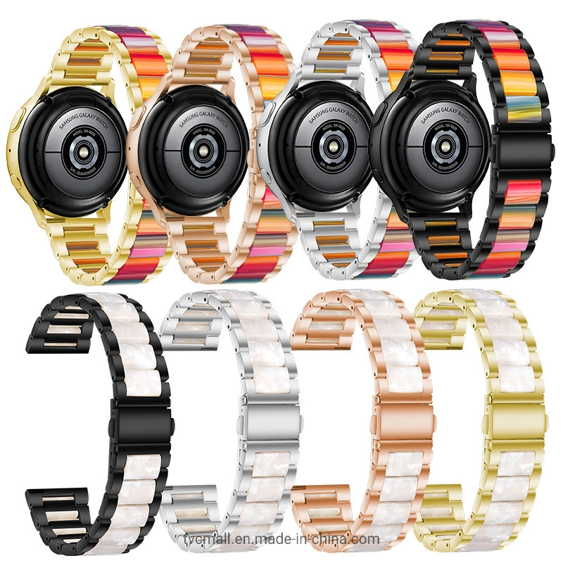 22mm três cordões pulseira antiestática em aço inoxidável elegante moda bracelete de resina para a Huawei assistir a 3 / 3 Pro / Samsung Galaxy assistir 3 45mm / 46mm / Venu Garmin 2