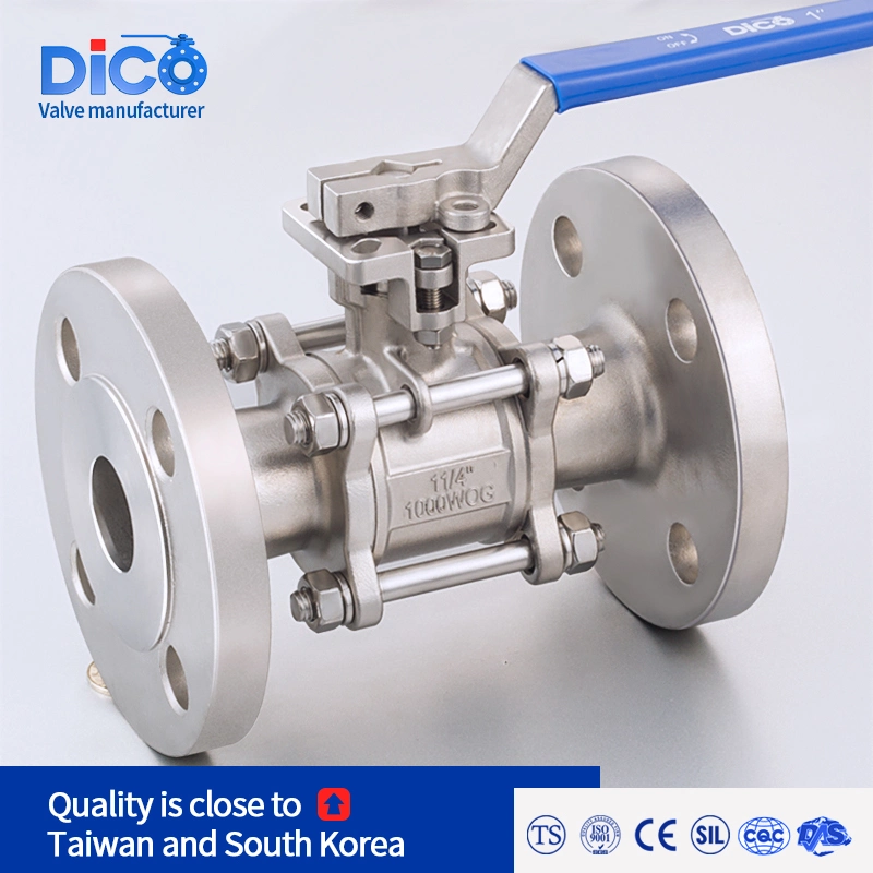 Dico API CE ISO Ts DIN Stainless Steel SS304 /316 3PC Flange Floating Ball Valve