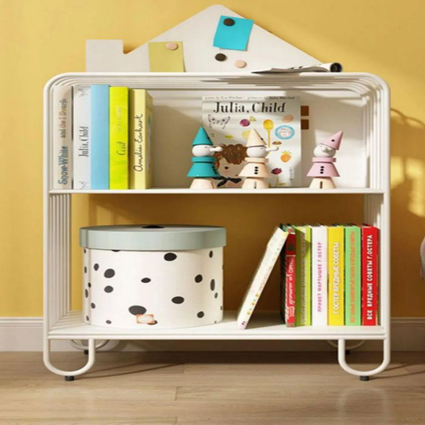 Steel Library Mobile Child Book Shelf in Green with 3 Shelf